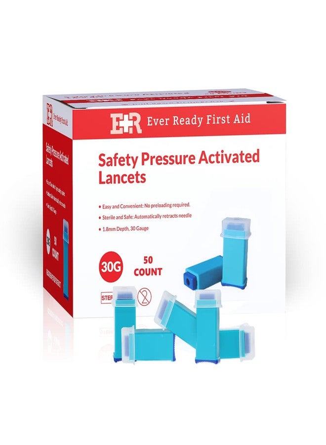 Ever Ready First Aid Safety Pressure Activated Lancets, Sterile Push Lancets with 30 Gauge for Blood Sugar Testing - 50 Count - Image 1